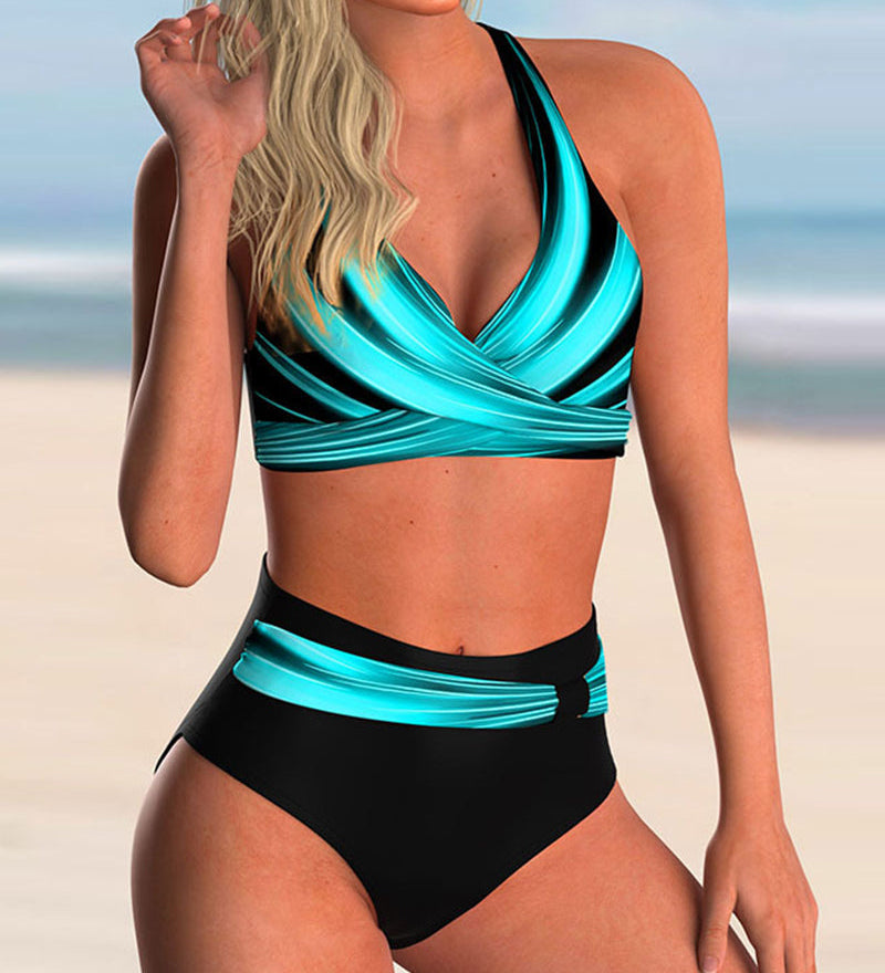 Inês - Conjunto de Bikini con Escote Cruzado y Estampado