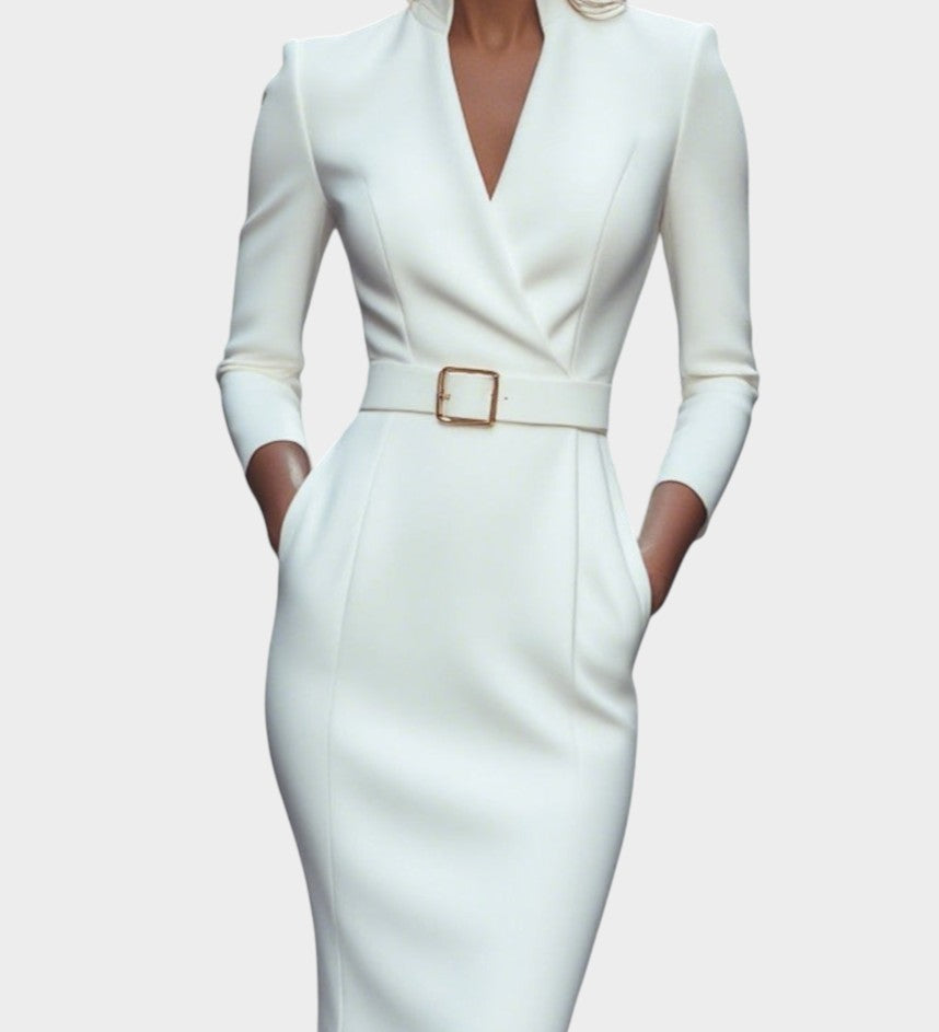 DALIA | Elegante vestido con cuello mao y cinturón