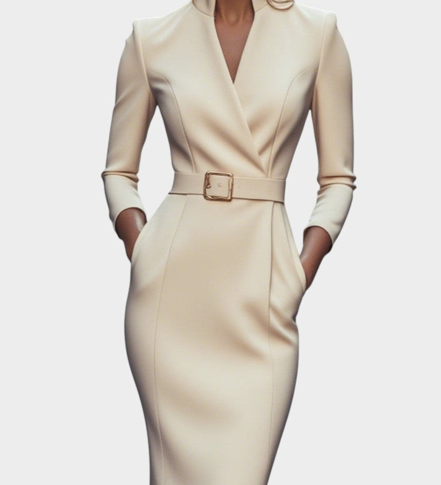DALIA | Elegante vestido con cuello mao y cinturón