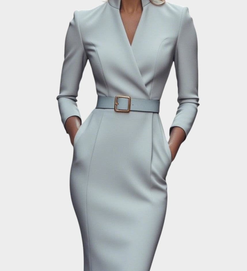 DALIA | Elegante vestido con cuello mao y cinturón