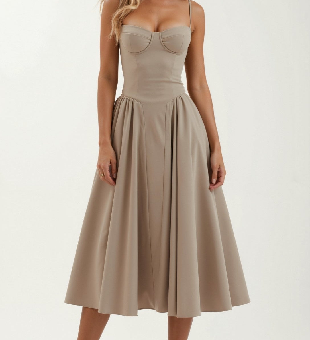 Odete - Vestido midi con corsé estructurado