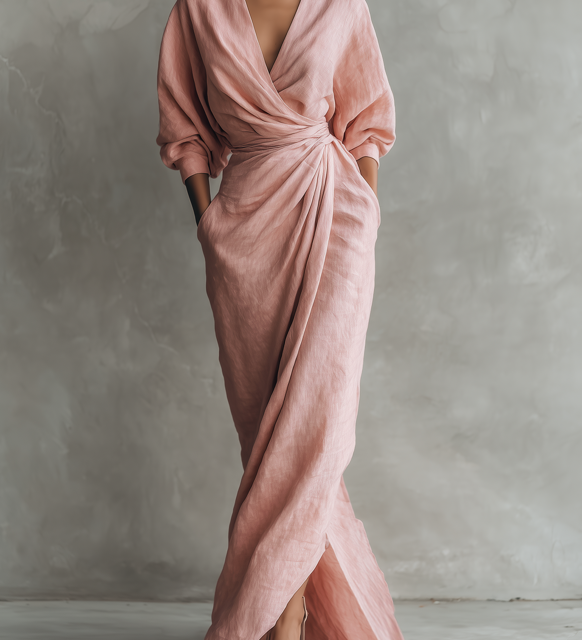 Rosario - Vestido Maxi de Lino con Escote en V