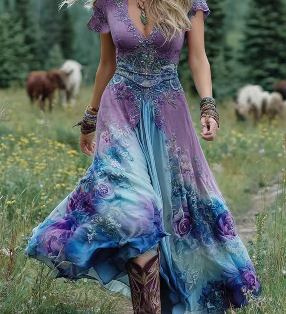 Serena - Vestido Maxi Corto Floral
