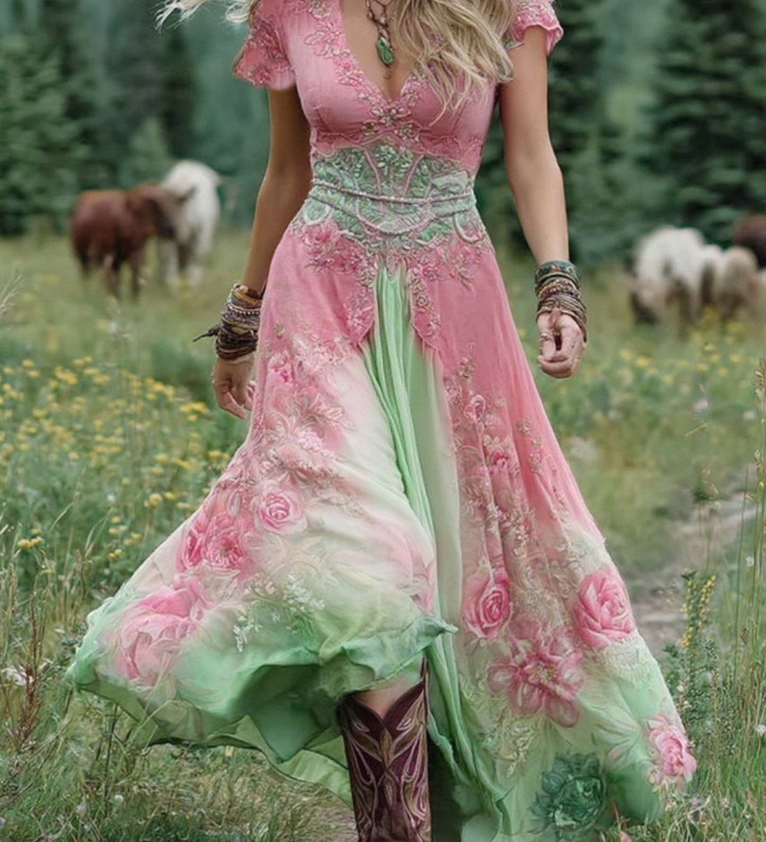 Aitana - Vestido Maxi Corto Floral