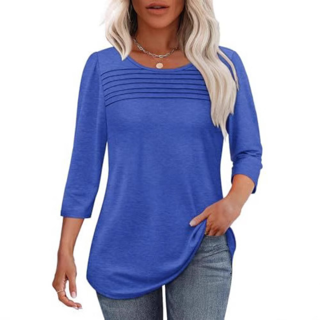 Alison - Top de Primavera Casual con Pliegues en la Parte Frontal