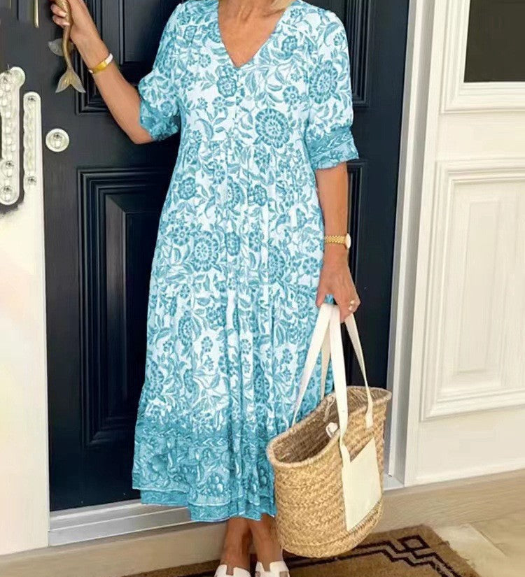 Elsa - Vestido Floral Elegante con Escote en V