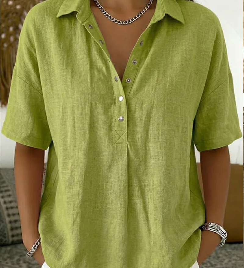 Benedita - Blusa com Colarinho e Botão