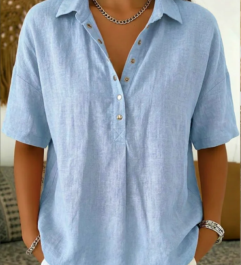 Benedita - Blusa com Colarinho e Botão