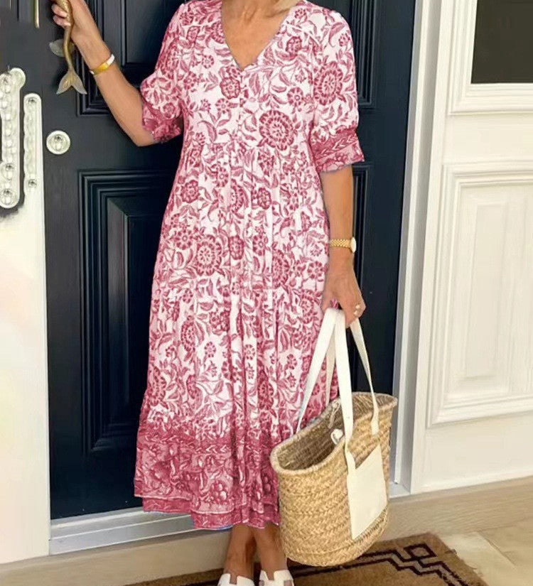 Elsa - Vestido Floral Elegante con Escote en V