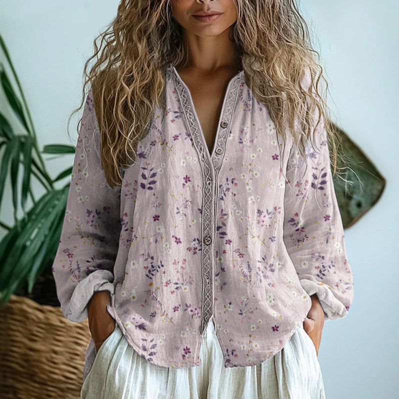 Brianna | Camisa elegante vintage con estampado floral