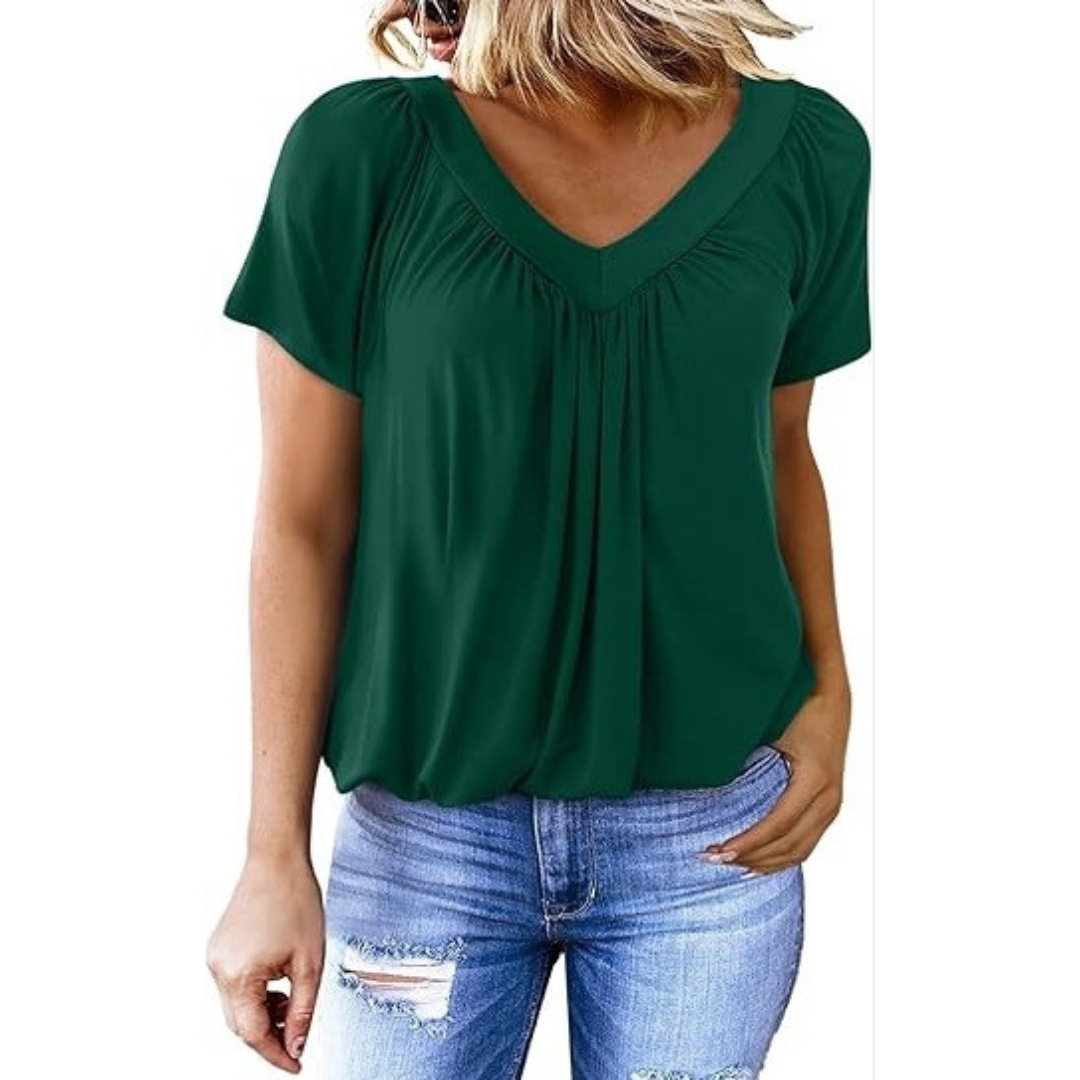 Quenia - Top Casual com Decote em V