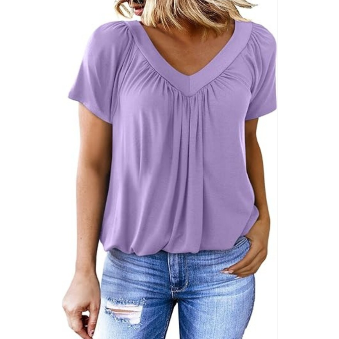 Quenia - Top Casual con Escote en V