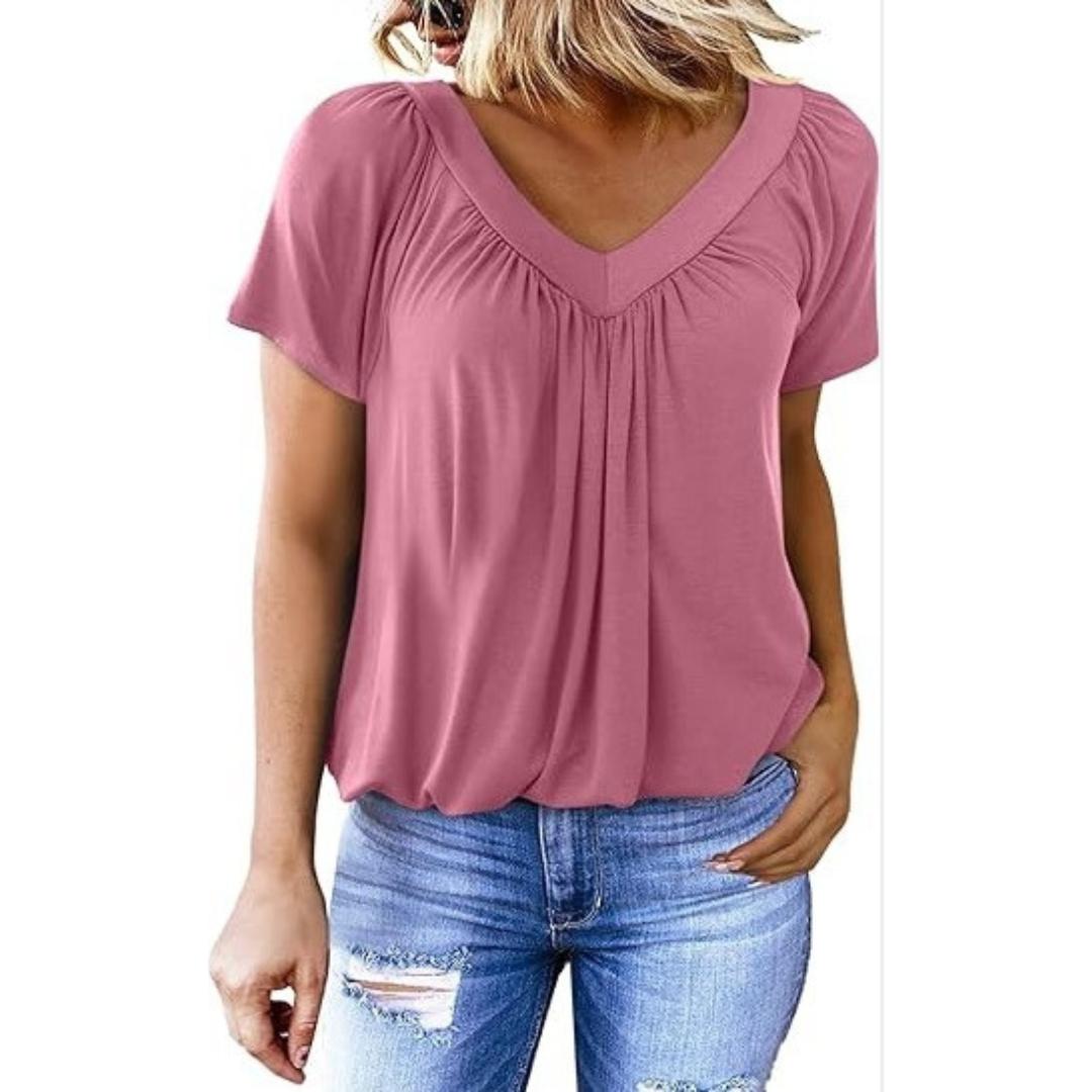 Quenia - Top Casual com Decote em V