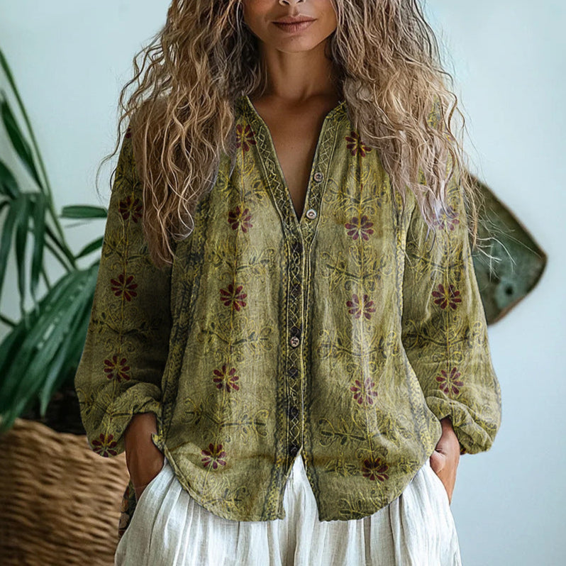 Brianna | Camisa elegante vintage con estampado floral