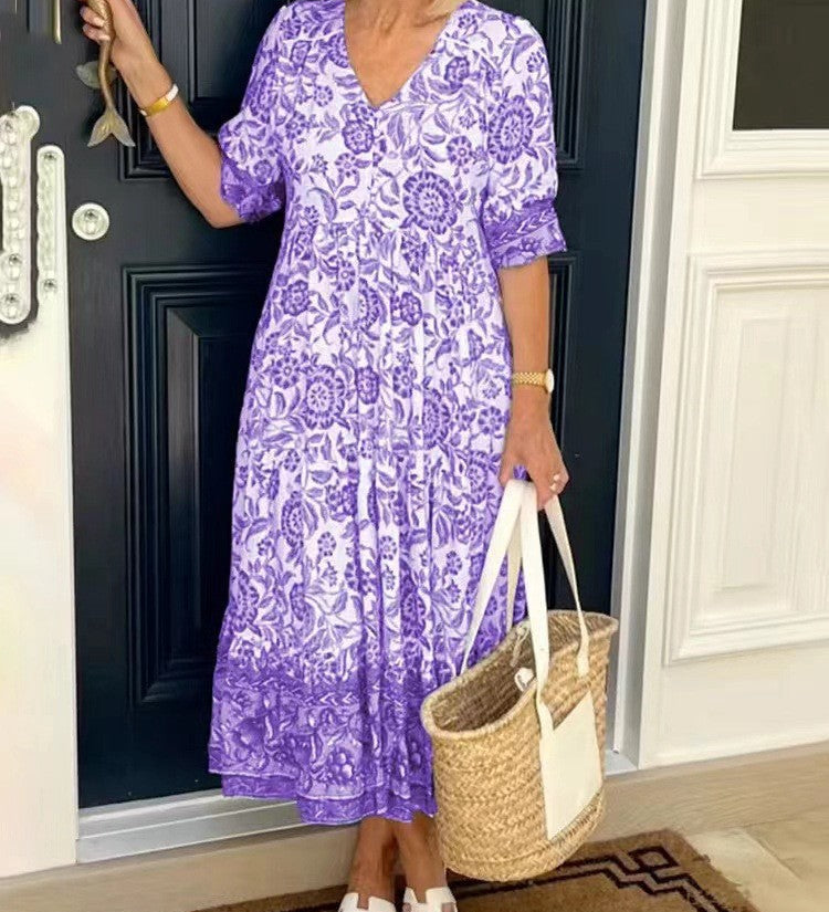 Elsa - Vestido Floral Elegante con Escote en V