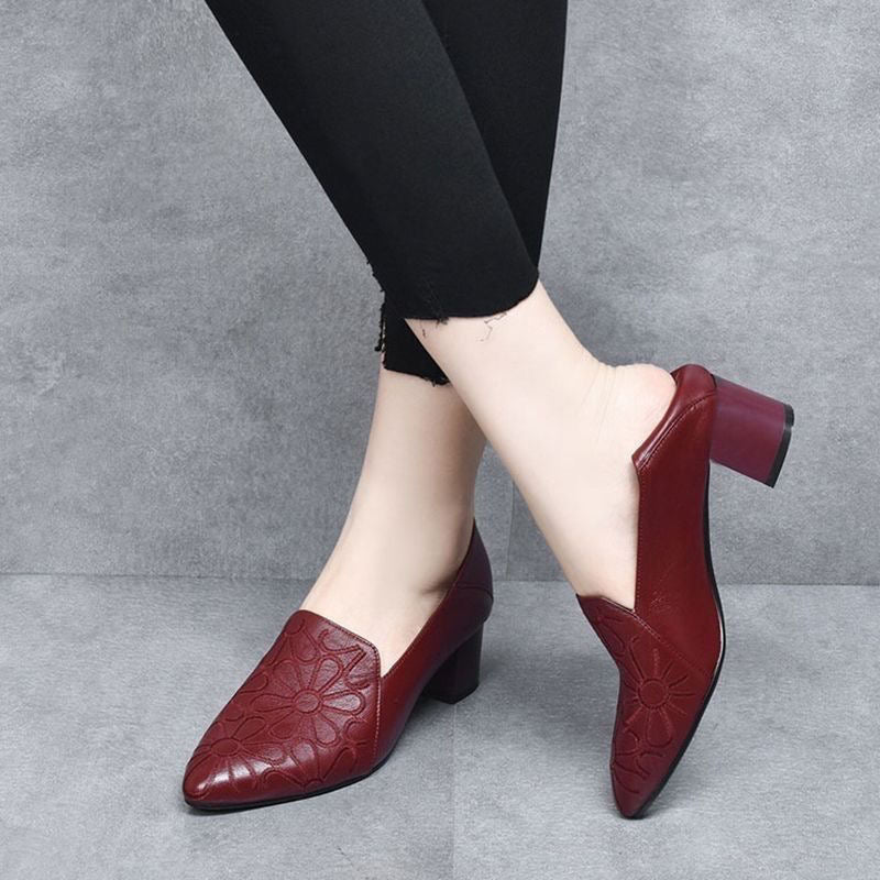 Olene - Zapatos de tacón veganos bordados