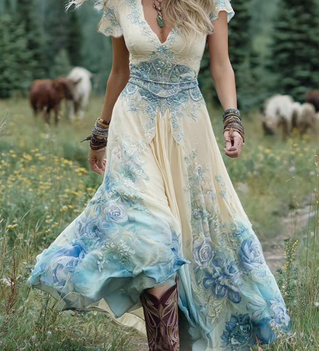 Serena - Vestido Maxi Corto Floral