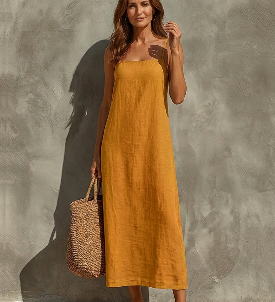 Carmen · Red Dress with Square Neckline