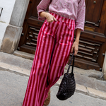 jeans olivia red pantalon rayas rojas rosas mujer pierna ancha